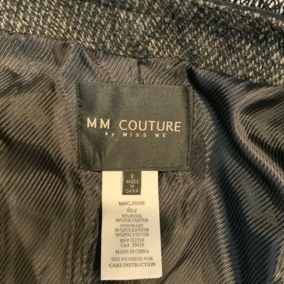 MM Couture By Miss Me Gray Tweed W/ Silver Chain & Black Fringe Trim, Size 8 - Picture 5 of 5